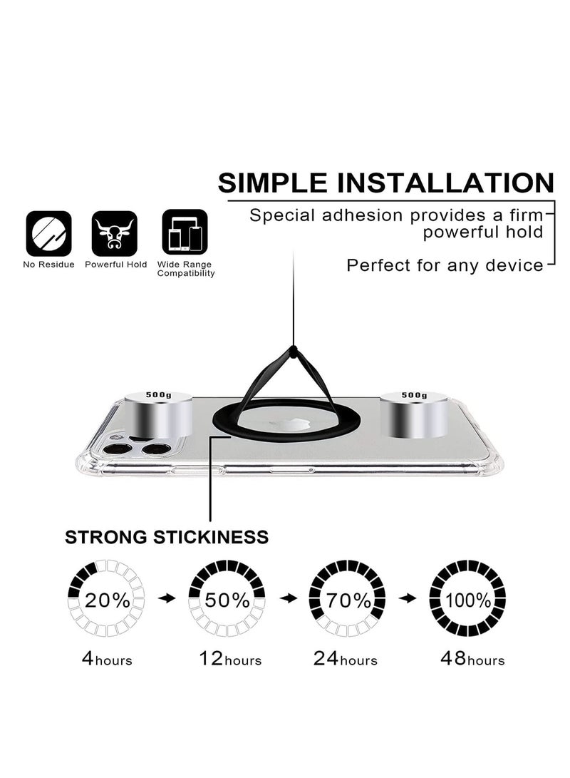 Y&D 4 Packs Elastic Phone Grip of Silicone Material Cell Holder for Hand Strap Compatible with Magnetic Wireless Charger Grey 2 Black  - Image 2
