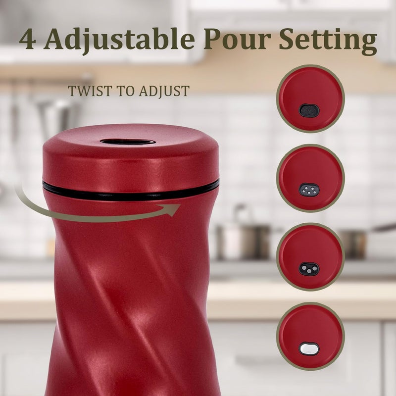 Neodaco Red Salt and Pepper Shakers with Adjustable Pour Hole, Glass Shaker with Stainless Steel Lids for Home, Restaurants, and Weddings, Ideal for Himalayan, Black Pepper, Kosher, and Sea Salts - Image 3