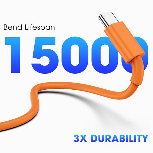 FEEL2NICE for iPhone 17 Pro Max Orange USB C to USB C Cable, 3-Pack 6FT 60W Fast Charging Type-C to Type-C Cords Compatible with iPhone 17/16 Pro/Pro Max, iPad Pro/Air, MacBook Air/Pro, iPhone 17 Air - Image 4