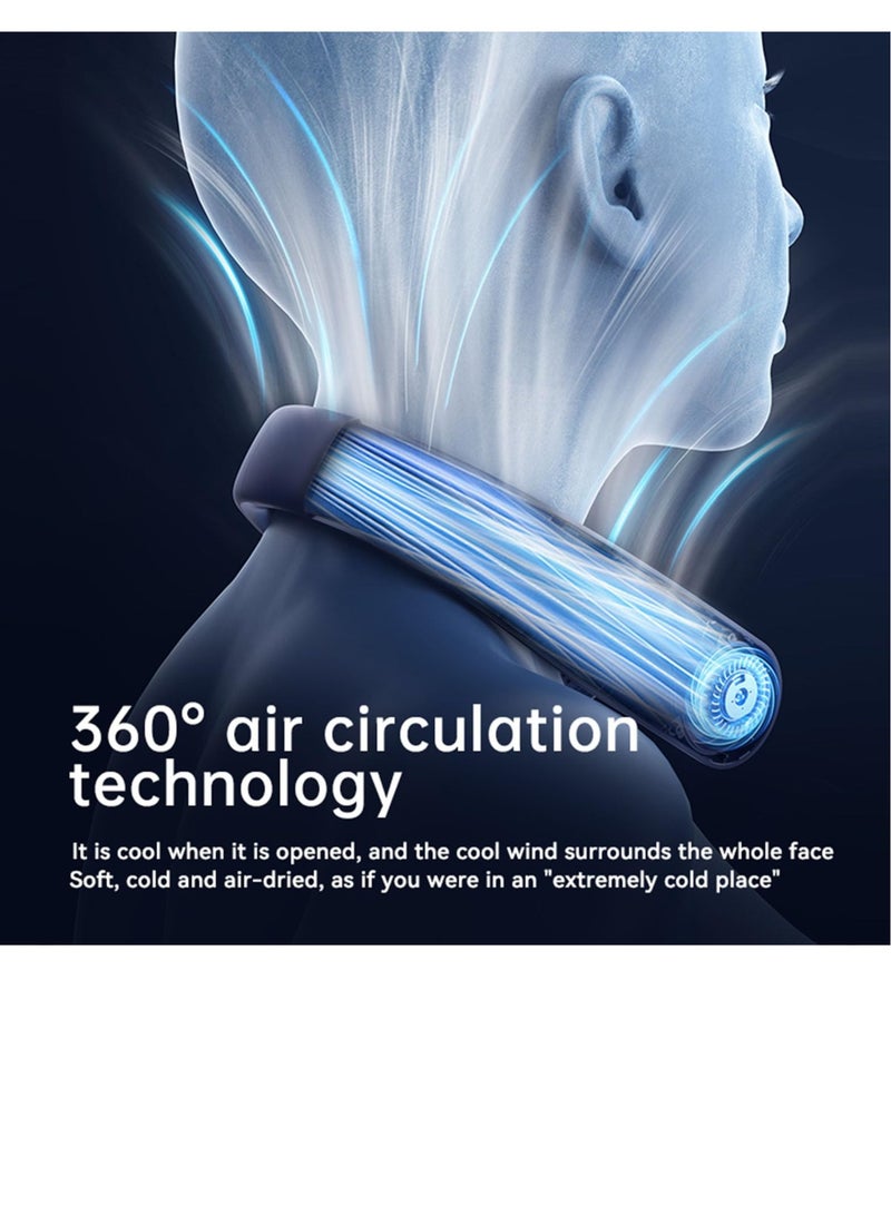 Excefore Portable Bladeless Neck Fan, Rechargeable Personal Fan Portable, USB Neck Cooling Fan, with LED Display, 5 Speeds and Hands-Free Design, for Travel, Outdoor, Indoor,Sports and fitness (Blue) - Image 2