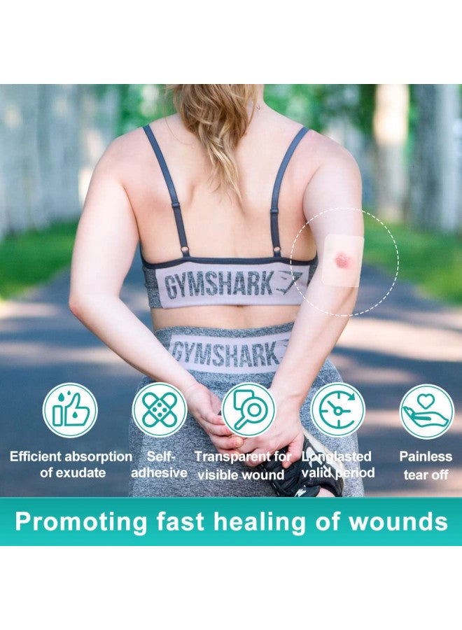 Dimora Dimora Hydrocolloid Wound Dressing, 10 Pack Ultra Thin 4" x 4" Large Patch Bandages with Self-Adhesive, Fast Healing for Bedsore, Burn, Blister, Acne Care, Sterile and Waterproof 