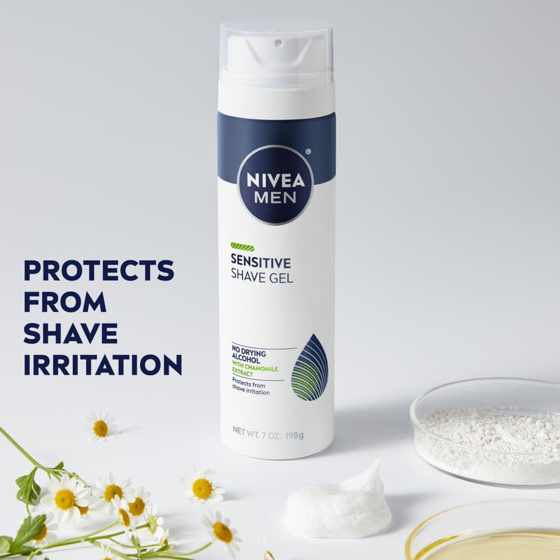 NIVEA MEN Sensitive Shaving Set for Men, Sensitive Shave Gel (7 Oz) + Soothing Post Shave Balm Aftershave (3.3 Fl Oz), Enriched with Chamomile Extract and Vitamin E, Alcohol Free Skin Care - Image 5