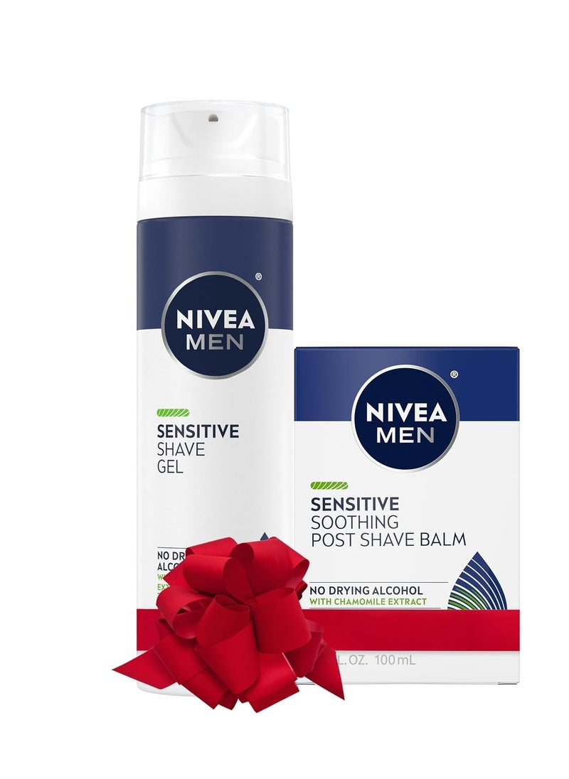 NIVEA MEN NIVEA MEN Sensitive Shaving Skin Care Gift Set, Sensitive Shave Gel and Sensitive Post Shave Balm, 2 Pack  - Image 1