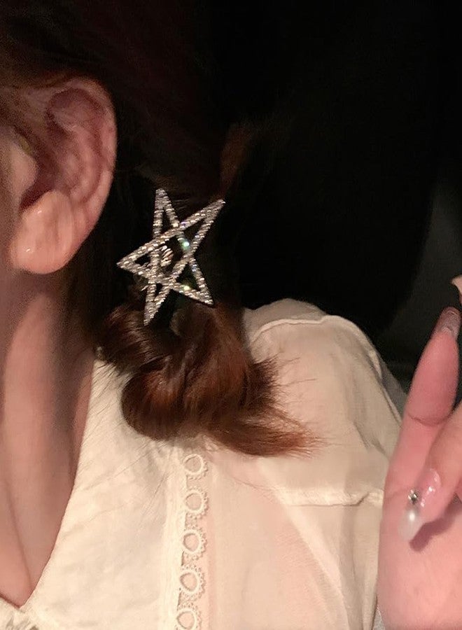 Chargances Boho 2pcs Crystal Star Hair Clip Barrette Bling Silver Rhinestone Hairpins Retro Bride Wedding Hair Pins Side Clip Hair Accessories for Women and Girls - Image 3