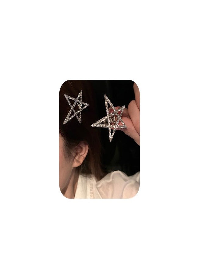 Chargances Boho 2pcs Crystal Star Hair Clip Barrette Bling Silver Rhinestone Hairpins Retro Bride Wedding Hair Pins Side Clip Hair Accessories for Women and Girls - Image 1