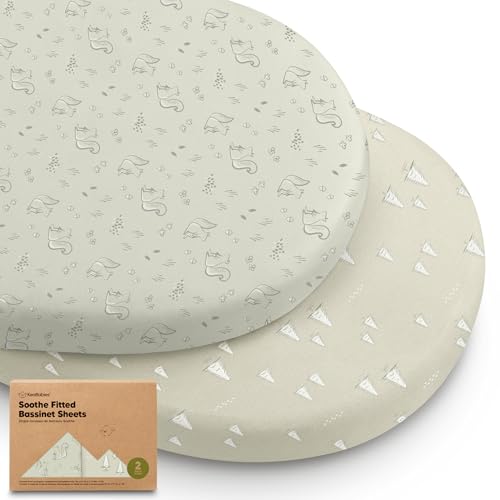 KeaBabies 2-Pack Organic Bassinet Sheets for Girls, Boys - 100% Cotton Bassinet Mattress Sheets Compatible with Halo Bassinest Swivel Sleeper, Graco, Baby Delight, Chicco, Fitted Bassinet Sheets (Pine Grove) - Image 1