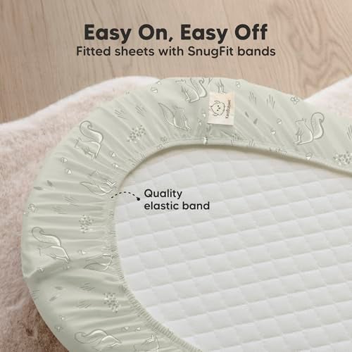 KeaBabies 2-Pack Organic Bassinet Sheets for Girls, Boys - 100% Cotton Bassinet Mattress Sheets Compatible with Halo Bassinest Swivel Sleeper, Graco, Baby Delight, Chicco, Fitted Bassinet Sheets (Pine Grove) - Image 5