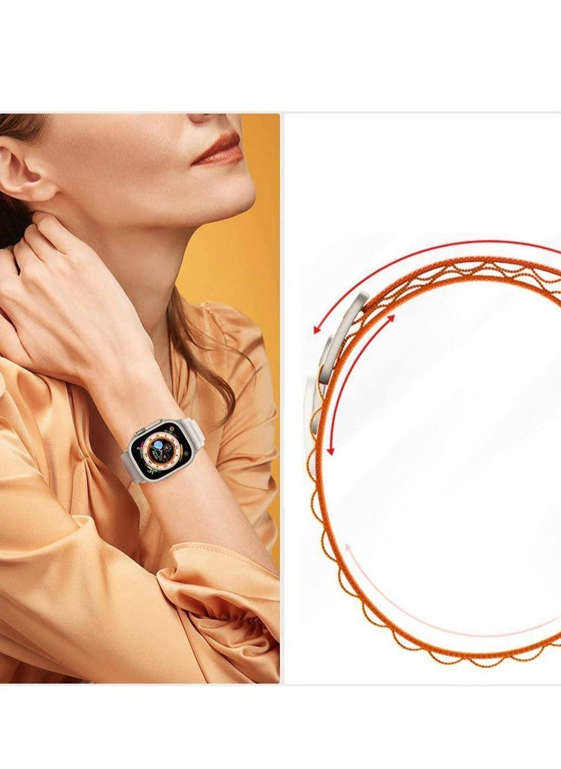 ELTRAZONE - Apple Watch Alpine Loop Band 49mm/45mm/44mm/42m Nylon Woven Sport Strap Compatible with iWatch Series 8/Ultra/7/SE/6/5/4/3/2/1 Orange/Black - Image 1