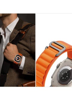 ELTRAZONE Apple Watch Alpine Loop Band 49mm/45mm/44mm/42m Nylon Woven Sport Strap Compatible with iWatch Series 8/Ultra/7/SE/6/5/4/3/2/1 Orange/Black  - Image 4
