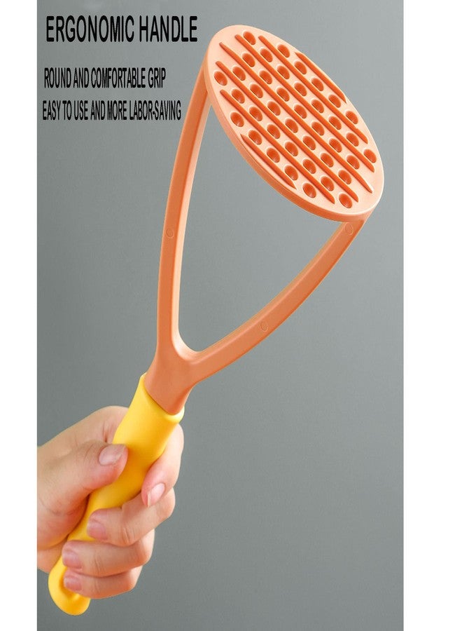 Setaria Viridis 2pcs Potato Masher Manual Masher Kitchen Masher Non-Scratch Nonstick Potato Pumpkin Ricer Smasher Kitchen Tools for Bean, Root Vegetables, Fruits, Baby Food, Avocado potato masher (Green+Orange) - Image 5