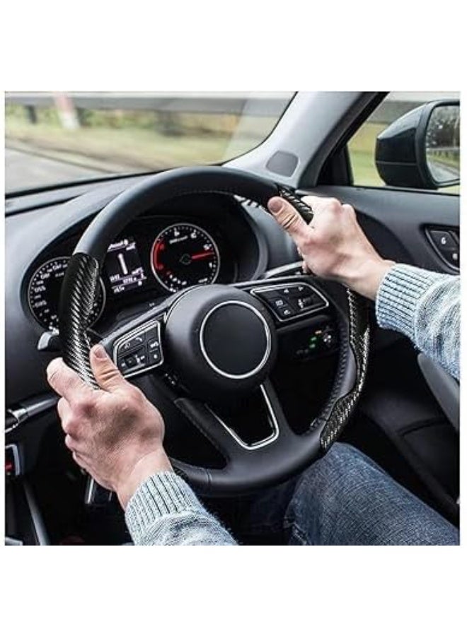 1 Pair Universal Size Non-Slip Carbon Fiber Steering Wheel Cover, Hard Scratch Resistant Sunscreen Steering Wheel Protector, Durable Carbon Fiber Accessory Black - Image 5