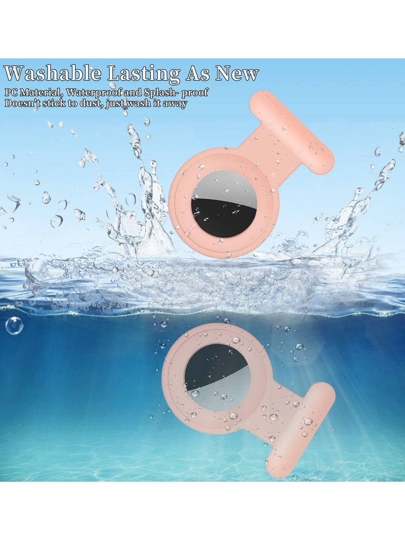 Homeosoobone 2 Pieces Silicone Case Compatible with Apple AirTag Portable Hidden Fixing Pin Suitable for Pets Children and the Elderly (White and Pink)  - Image 3