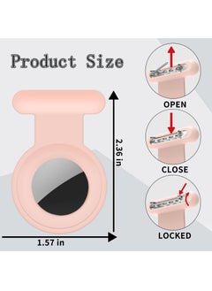 Homeosoobone 2 Pieces Silicone Case Compatible with Apple AirTag Portable Hidden Fixing Pin Suitable for Pets Children and the Elderly (White and Pink)  - Image 2