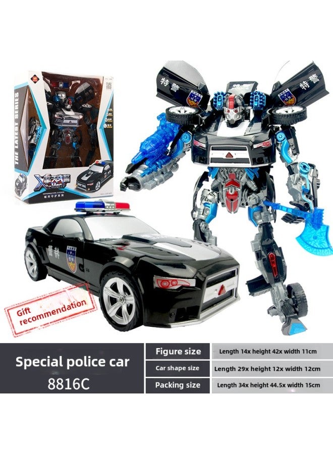 Jinjiang Deformation Toy Optimus Hornet Large Police Car Sound And Light Version King Kong Car Robot Boy Hand Toy-Color:Special Police Car  Sound And Light Version - Image 1
