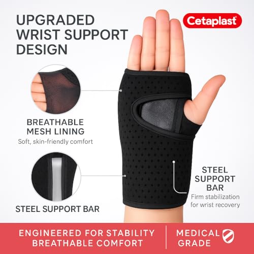 Cetaplast Premium Wrist Support Brace With Steel Plate Splint & Breathable Mesh – Adjustable Compression Strap For Wrist Pain Relief, Carpal Tunnel, Sprain, Injury & Sports Protection Right Hand - Image 2