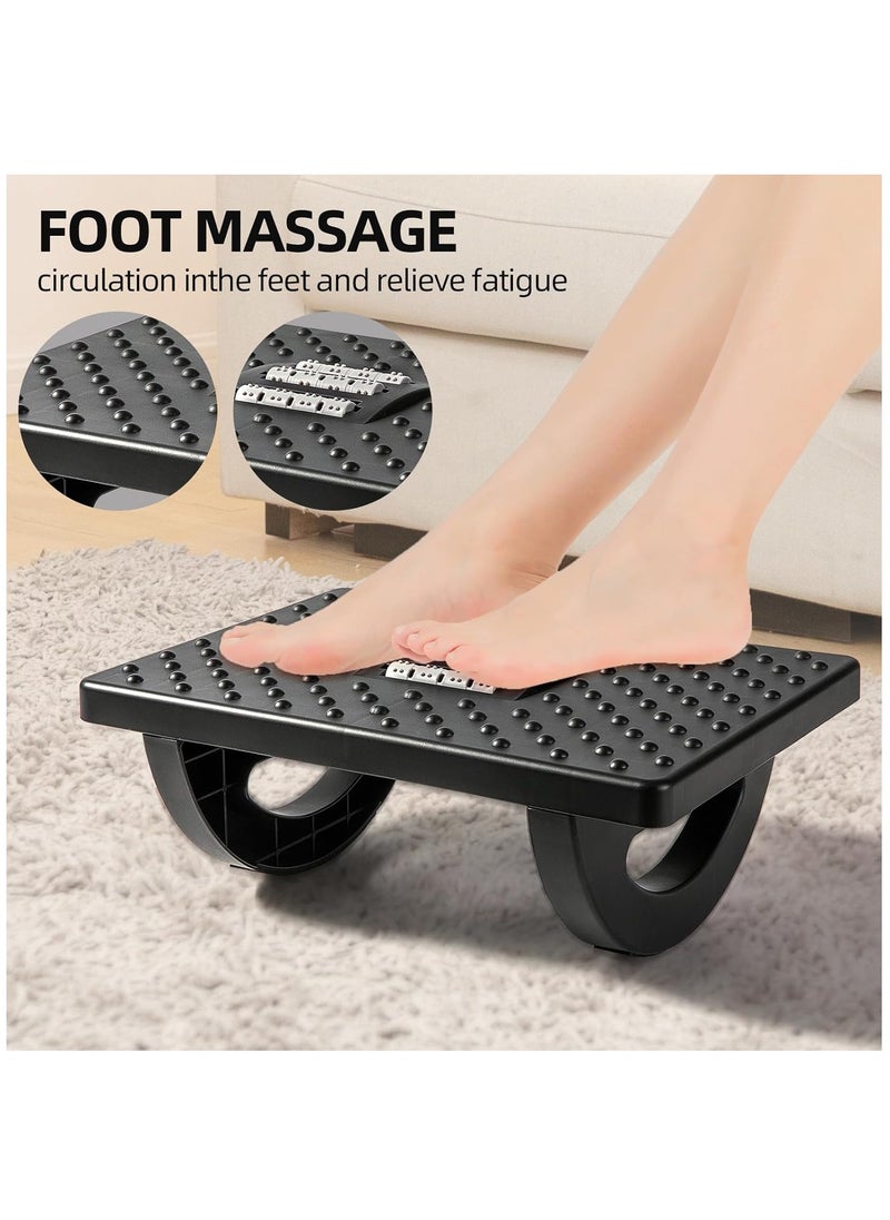 Arabest Ergonomic Foot Rest Under Desk, 180° Rocking Desk Foot Stool with Massage Surface, Foot Massager for Home, Office, Relieve Leg Pressure (Grey)  - Image 2