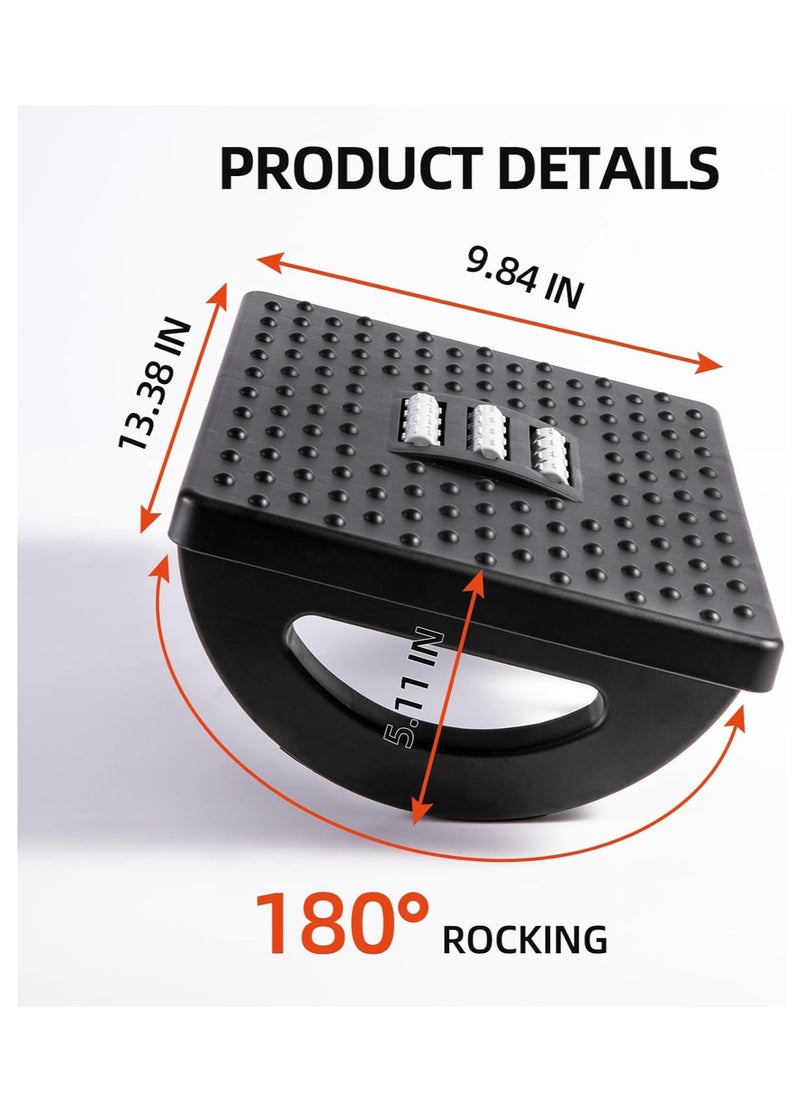 Arabest Ergonomic Foot Rest Under Desk, 180° Rocking Desk Foot Stool with Massage Surface, Foot Massager for Home, Office, Relieve Leg Pressure (Grey)  - Image 4