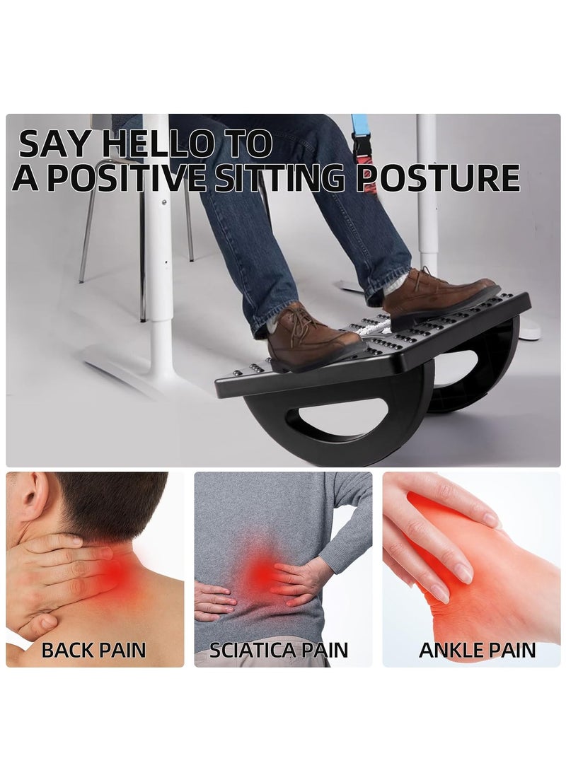 Arabest Ergonomic Foot Rest Under Desk, 180° Rocking Desk Foot Stool with Massage Surface, Foot Massager for Home, Office, Relieve Leg Pressure (Grey)  - Image 3