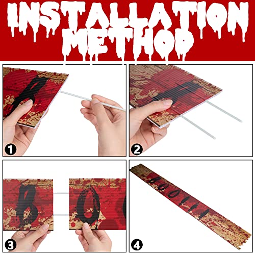 LFUTARI 10pcs 39"x4.7" Halloween Haunted Window Boards, Beware Signs Window Warning Signs,Waterproof Outdoor Scary Sign for Halloween Party Decoration (10pcs window boards) - Image 3
