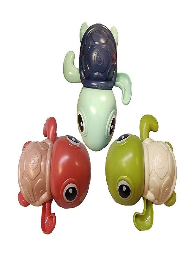 Parshya Floating Cartoon Shower & Scrub Little Tortoise, Bath Animal Turtle Toys for Baby and Kids - Multicolor. (Pack of 3pcs) - Image 3