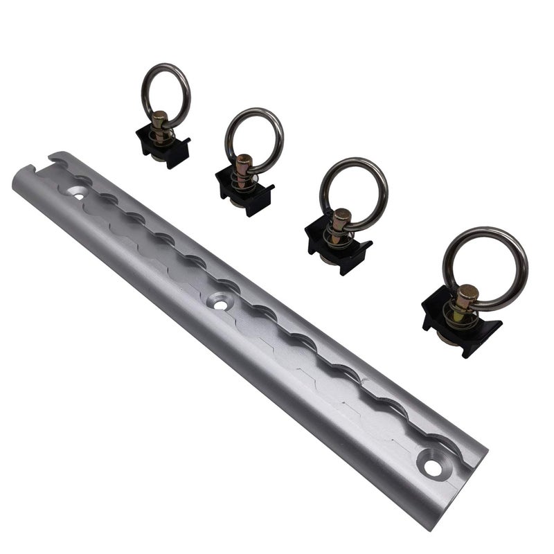 L Track Tie Down System 5 Piece Powersports Kit Includes 1Pcs L Track and 4 Pcs Single Stud Fittings