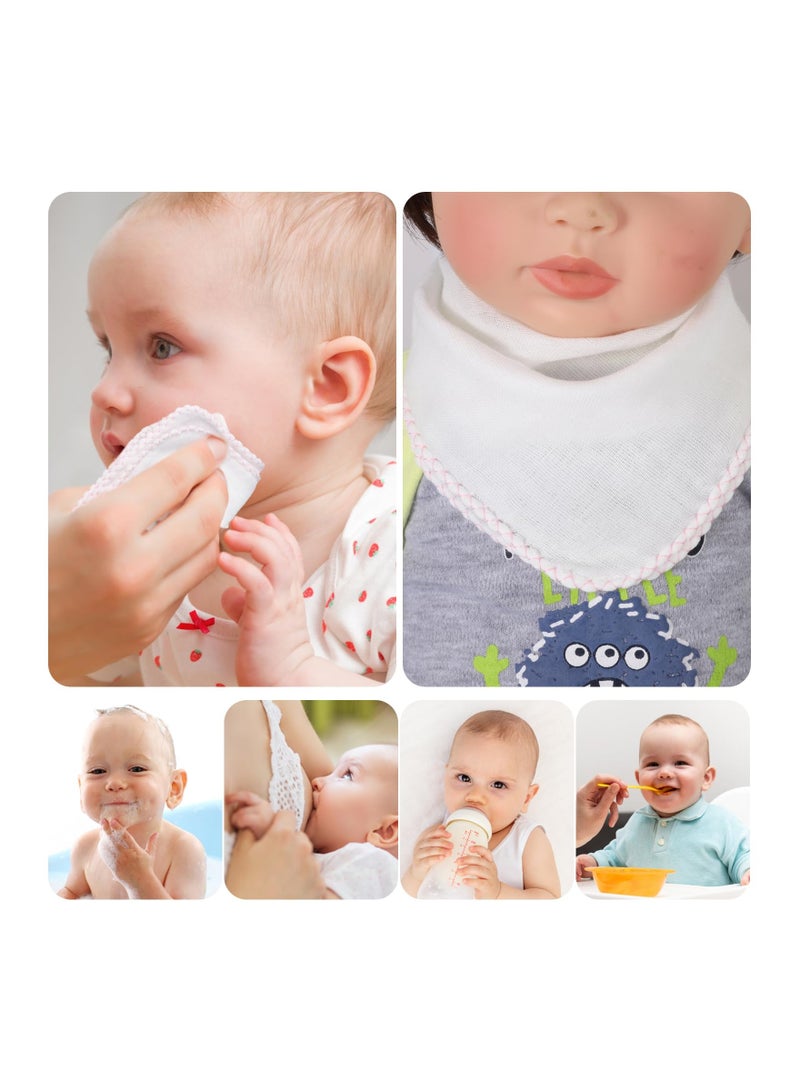 Muslin Face Cloths, Cotton Muslin Cloths Muslin Pack Facial Towels Reusable Cleansing Cloths Remover for Makeup Removal Facial Face Cleaning, 30cmx30cm, for Makeup Removal, Baby Bib(10 Pcs)