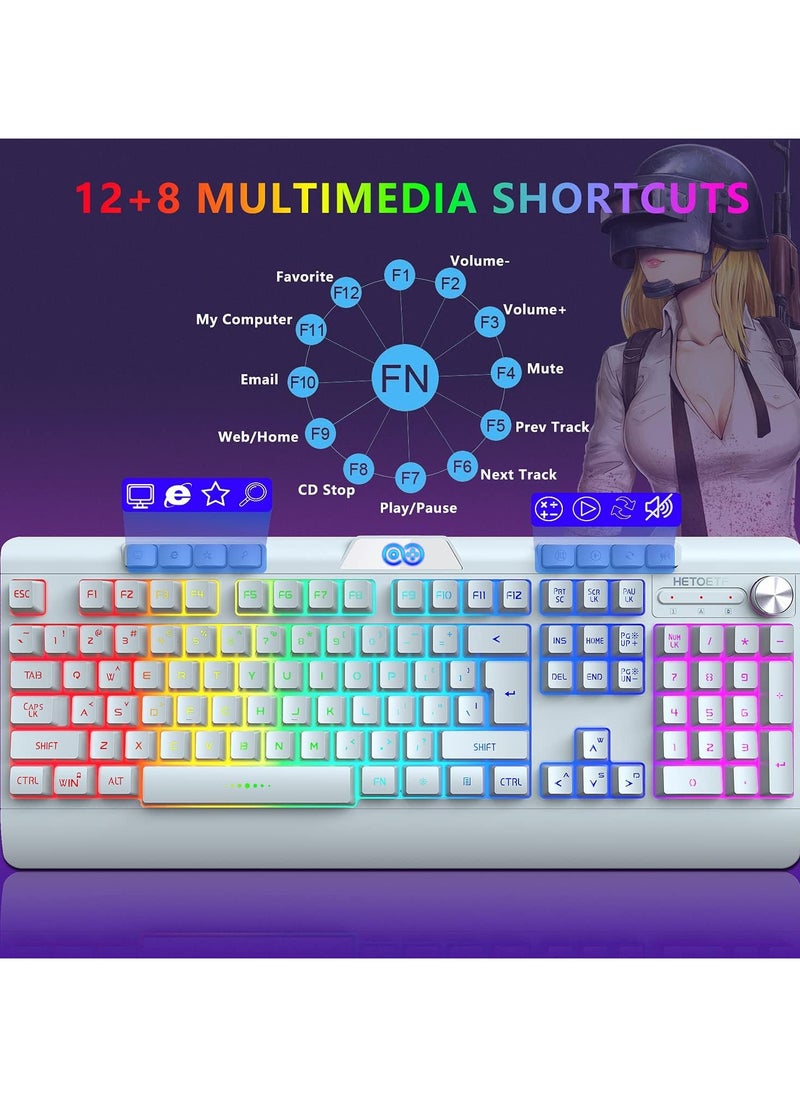 Generic Led Gaming Keyboard With Mouse Set White  - Image 5