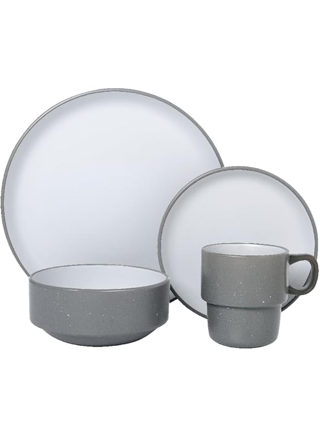 Bien Servi 16 Piece Elegant And Modern Design Stoneware Dinner Set Grey 41270130/G - Image 1