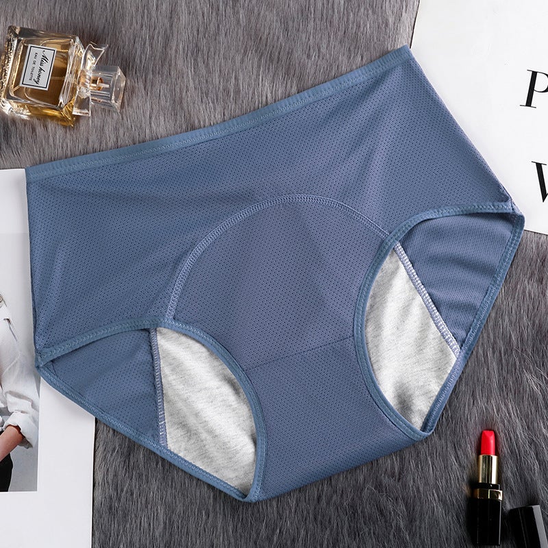 Breathable Ice Silk Menstrual Underwear gray blue