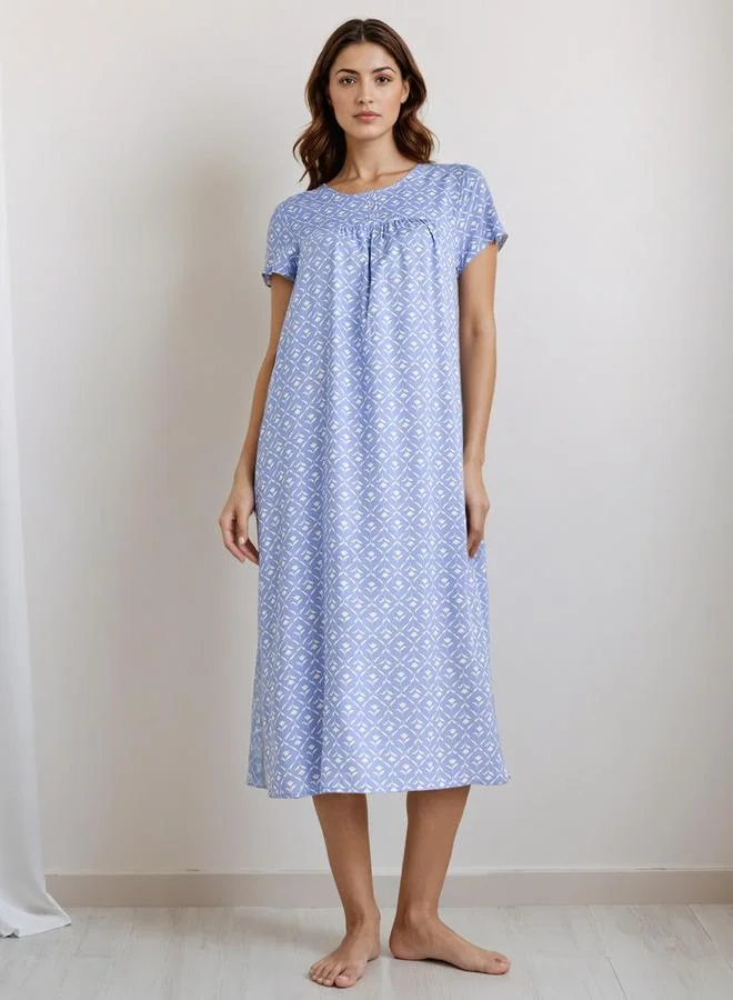 سبلاش فيڤ قميص نوم ميدي فيسكوز بياقة مستديرة