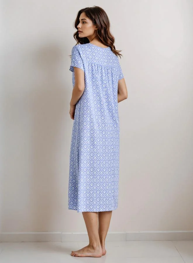 سبلاش فيڤ قميص نوم ميدي فيسكوز بياقة مستديرة