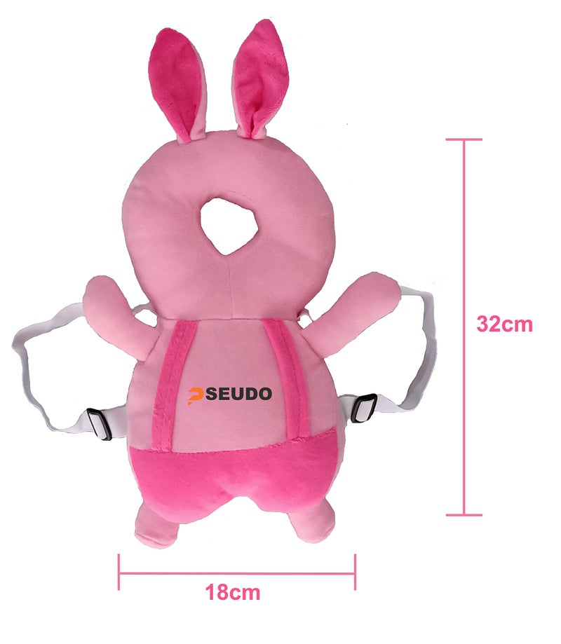 PSEUDO Cotton Baby Toddlers Kids Child Head Back Safety Protector Pad Cushion Pillow With Straps (Rabbitpink, Pack of 1 - Image 3