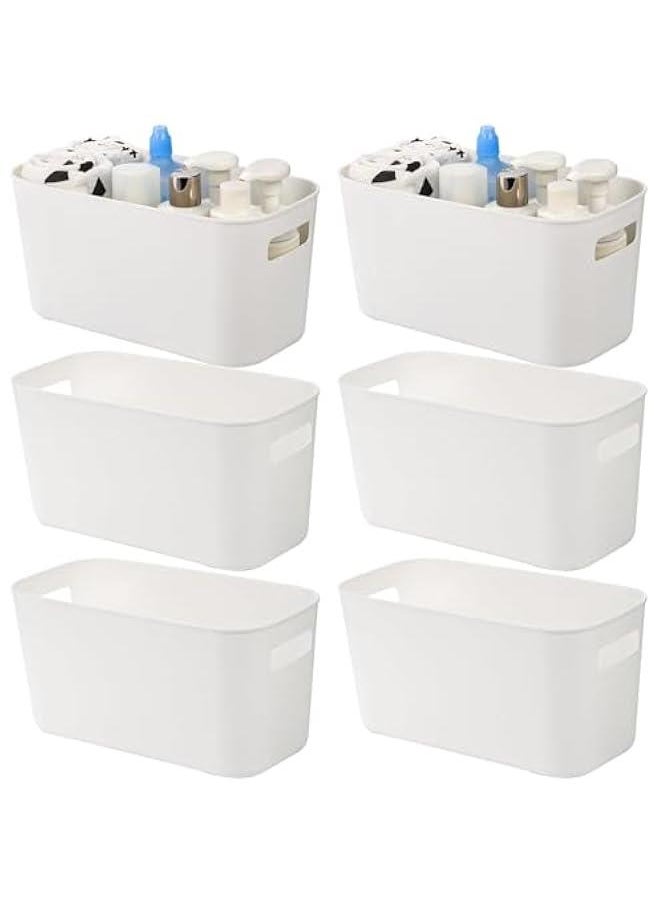 HOOKOR 6 Pack Storage Box Storage Bin Toy Baskets Food Storage Containers for Organizing Storage Basket Organizer with Handles for Kitchen Home Office Closet Nursery White, 28×22×14cm  - Image 1
