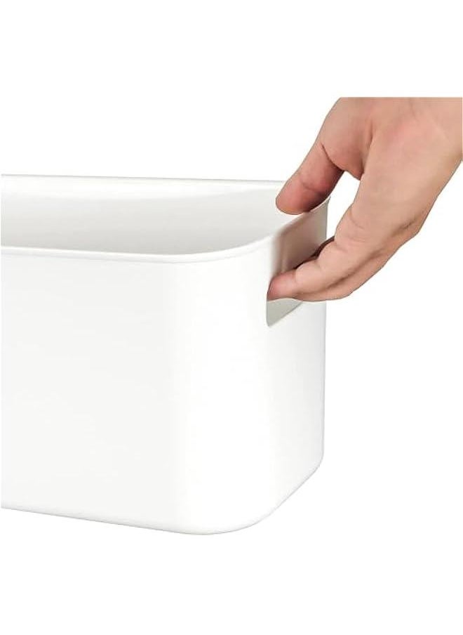 HOOKOR 6 Pack Storage Box Storage Bin Toy Baskets Food Storage Containers for Organizing Storage Basket Organizer with Handles for Kitchen Home Office Closet Nursery White, 28×22×14cm  - Image 3