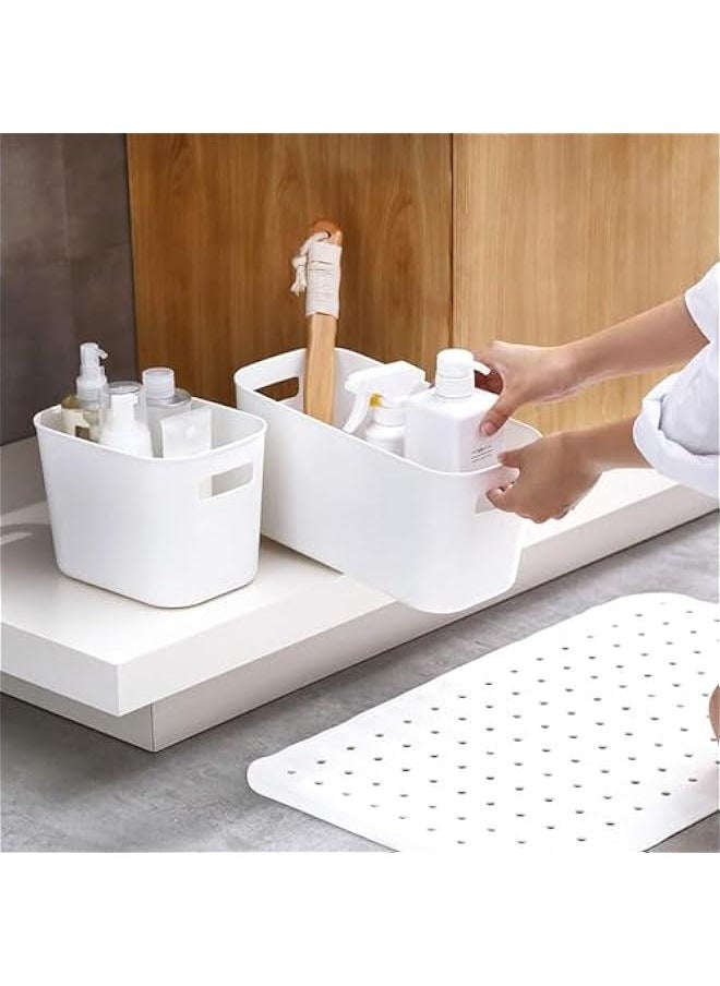 HOOKOR 6 Pack Storage Box Storage Bin Toy Baskets Food Storage Containers for Organizing Storage Basket Organizer with Handles for Kitchen Home Office Closet Nursery White, 28×22×14cm  - Image 5