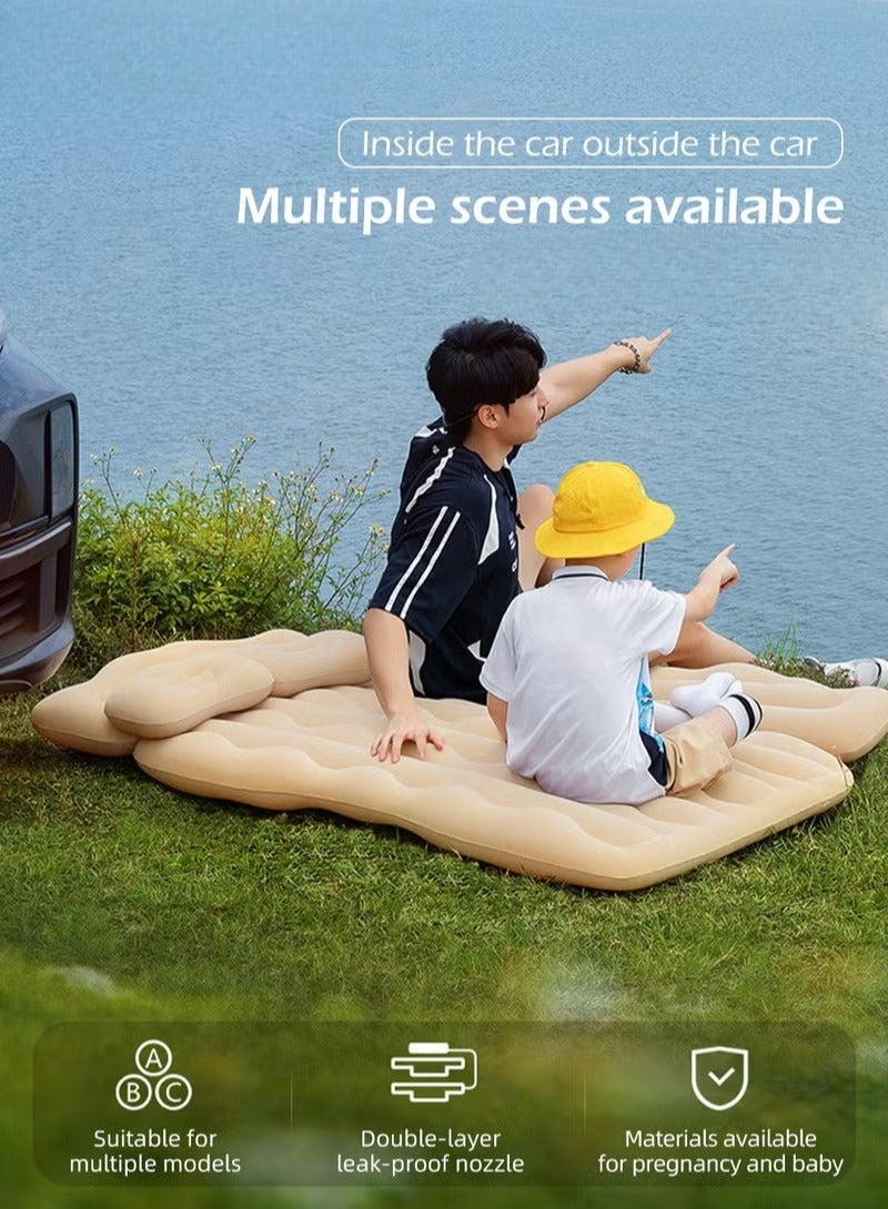 التجار العالميون في بنك البحرين الوطني مرتبة هوائية للسيارة مع وسائد ومضخة - سرير سفر قابل للنفخ 3 في 1 للسيارة وسيارات الدفع الرباعي والشاحنات - مرتبة هوائية محمولة وقابلة للطي للمقعد الخلفي للتخييم والرحلات البرية والنوم في الهواء الطلق - ملاءمة عالمية ومريحة وسهلة النفخ - Image 5