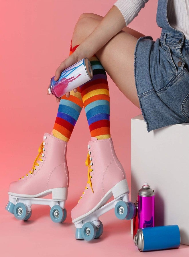 Syhood 2 Pairs Rainbow Toe Socks Women Finger Separated Striped High Socks with Toes for Christmas Gift Women(Colorful) - Image 5