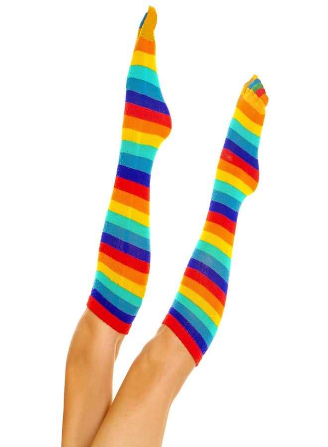 Syhood 2 Pairs Rainbow Toe Socks Women Finger Separated Striped High Socks with Toes for Christmas Gift Women(Colorful) - Image 4