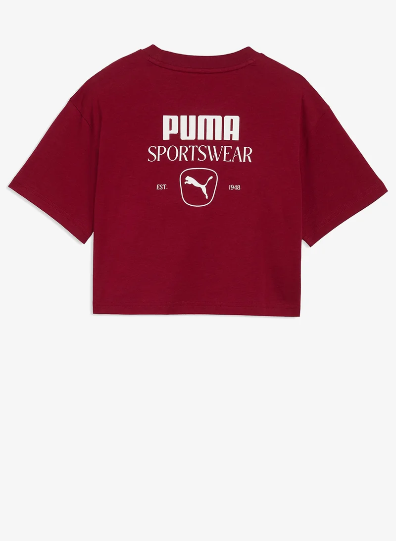 Puma Garnet Glow Youth Class Relaxed Shorts Length Graphic T-Shirt for Women | Best Price UAE