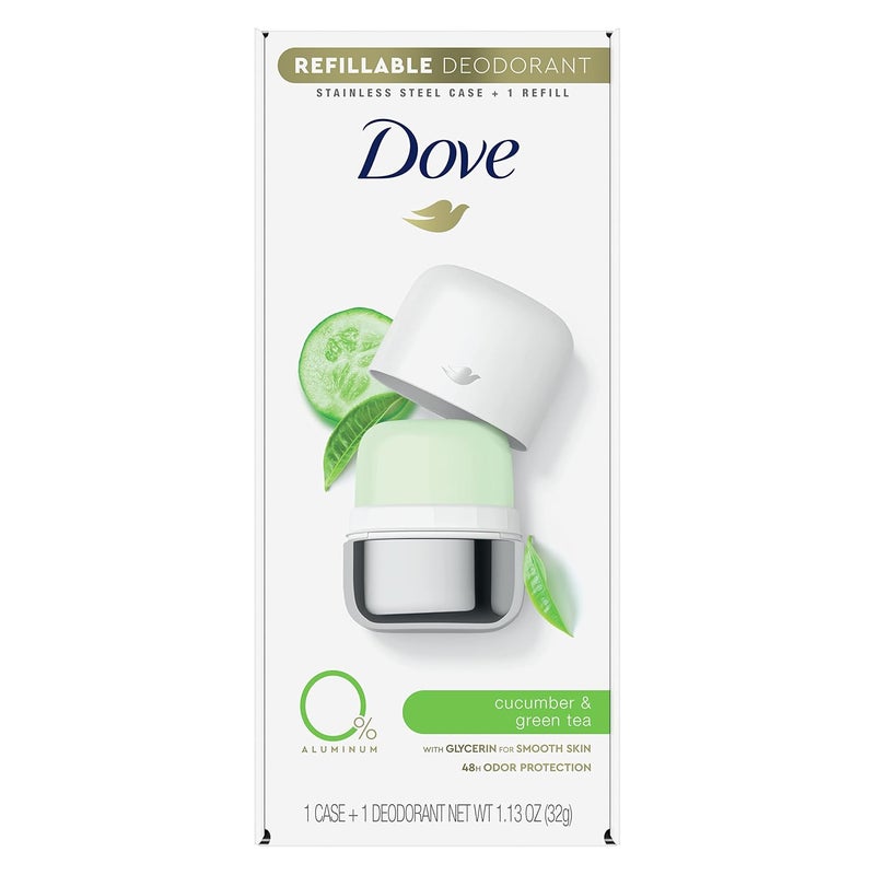 Dove Dove Refillable Deodorant Starter Kit Deodorant For Women Cucumber & Green Tea 0% Aluminum 1.13 oz 