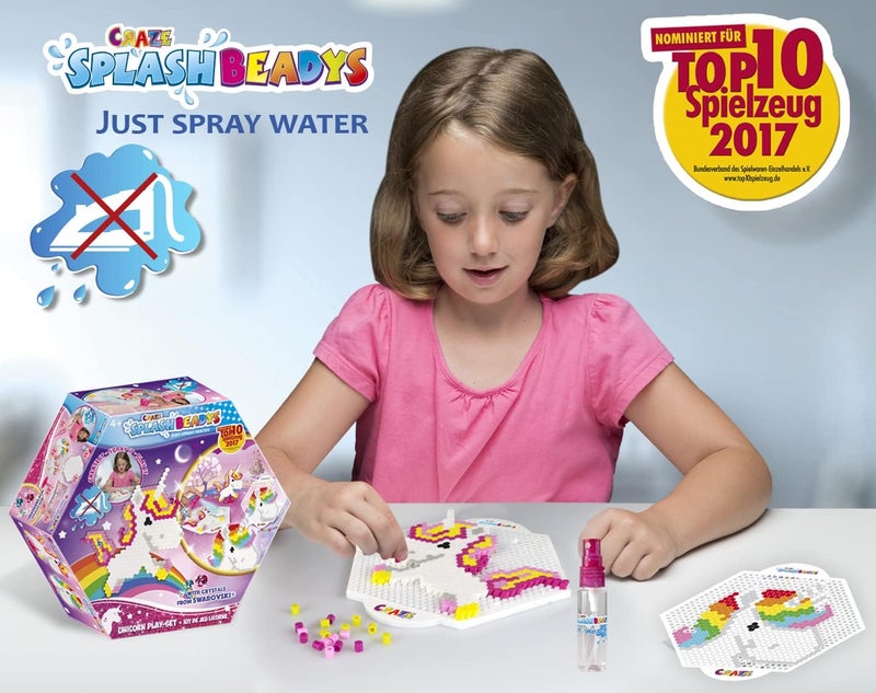 CRAZE SPLASH BEADYS Children's Unicorn Bead Toy, Iron, Water Beads, Hobbies, Crafts, Gluing Beads, Complete Kit + Accessories 58467 - Image 4