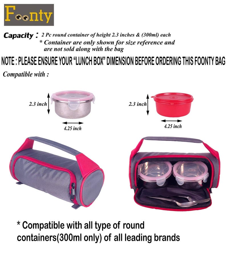 Foonty Polyurethane Daily Use Waterproof Lunch Bag/Tiffin Bag (Grey, FFFLB9006B) - Image 5