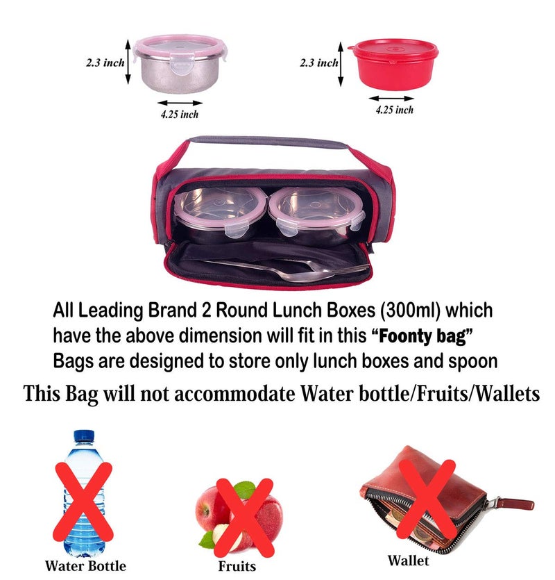 Foonty Polyurethane Daily Use Waterproof Lunch Bag/Tiffin Bag (Grey, FFFLB9006B) - Image 4