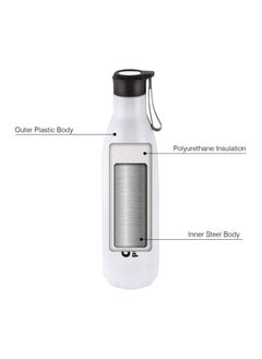 Cello Puro Steel-X Rover Water Bottle with Inner Steel and Outer Plastic, Insulated Water Bottles, 600ml, White  - Image 2