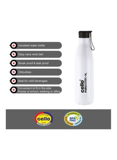 Cello Puro Steel-X Rover Water Bottle with Inner Steel and Outer Plastic, Insulated Water Bottles, 600ml, White  - Image 3