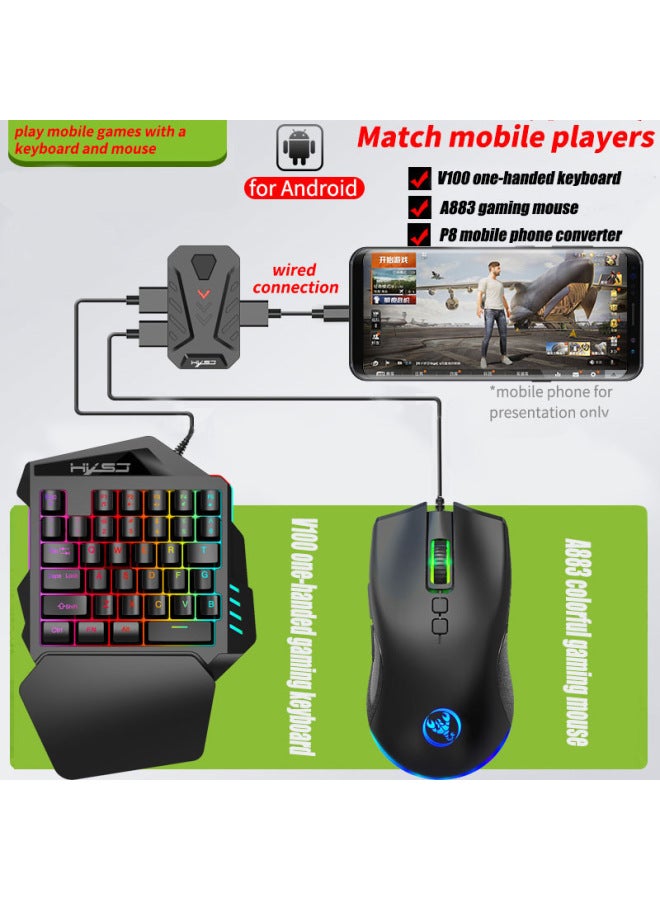 HXSJ Zhuo Version Wired Throne One-handed Keyboard Mouse Set Installed Game Converter Eat Chicken Pressure Gun Manufacturers Spot - Image 1