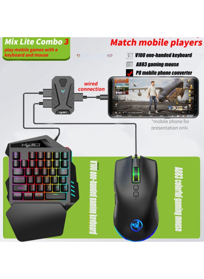 HXSJ Zhuo Version Wired Throne One-handed Keyboard Mouse Set Installed Game Converter Eat Chicken Pressure Gun Manufacturers Spot - Image 2