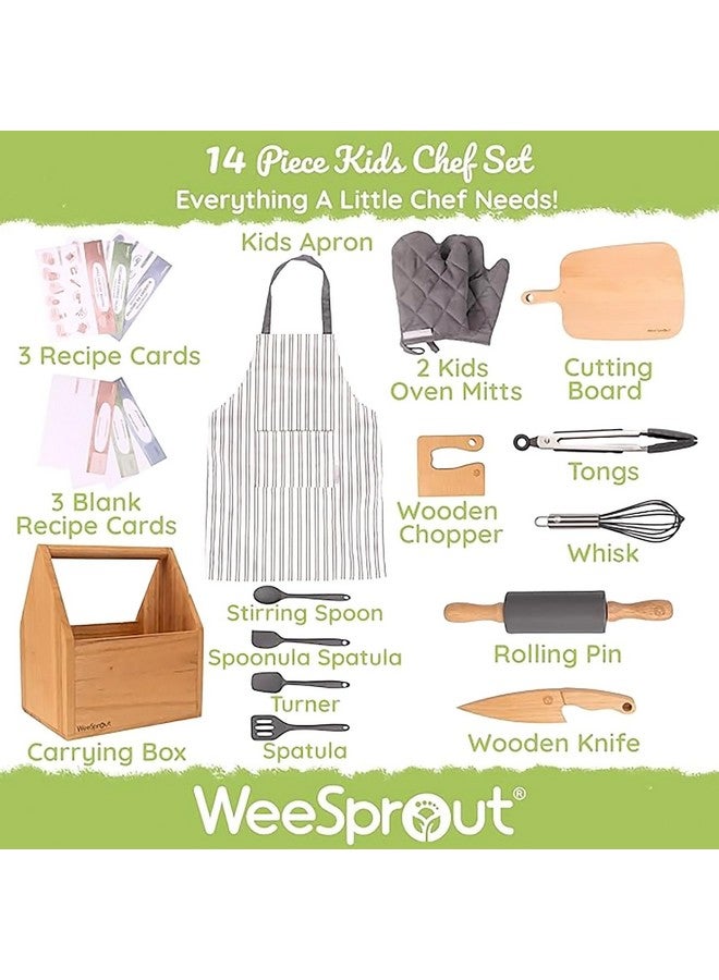 وي سبراوت مجموعة طهي وخبز للأطفال من ويسبروت ليتل شيف، مكونة من 14 قطعة مع أدوات مطبخ حقيقية ومريلة للأطفال، هدية خبز للبنات والأولاد والطهاة الصغار، مصنوعة من مواد آمنة غذائيًا، متوفرة بألوان متنوعة - Image 2