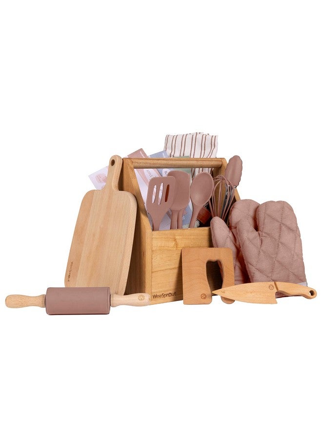 وي سبراوت مجموعة طهي وخبز للأطفال من ويسبروت ليتل شيف، مكونة من 14 قطعة مع أدوات مطبخ حقيقية ومريلة للأطفال، هدية خبز للبنات والأولاد والطهاة الصغار، مصنوعة من مواد آمنة غذائيًا، متوفرة بألوان متنوعة - Image 1