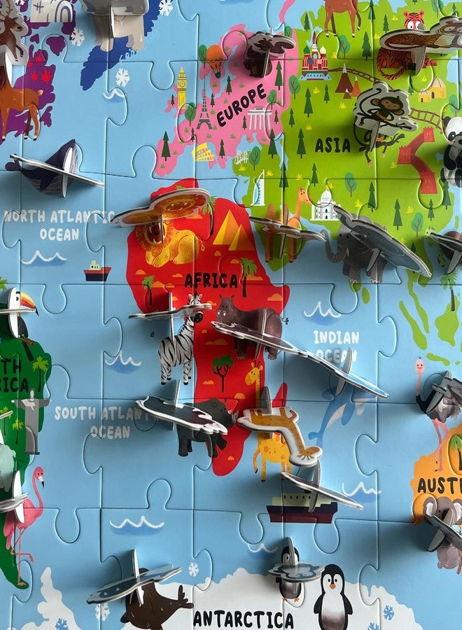 DINO MINI Dinomini Giant World Map Puzzle for Kids - with Interactive Standing Figures - Floor Puzzles for Kids Ages 3-5 - Preschool Learning Activities - Learning & Educational Toys - Image 3